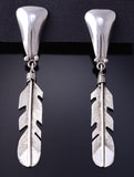 Vintage Silver Navajo Handmade Eagle Feather Earrings 5L13L