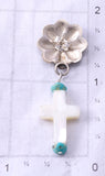 Silver & Mother of Pearl w/ Turquoise Navajo Cross Earrings Ravis Henry 6D20G