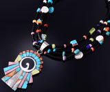 Santo Domingo Pueblo (Kewa) Turquoise Multistone Necklace by Mary Tafoya 5H21W