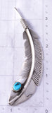 Vintage Silver & Turquoise Eagle Feather Brooch 5H21E