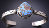 Silver & Golden Hills Turquoise Navajo Waterdrop Bracelet by Sam Yellowhair 6H31D