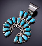 Silver & Kingman Turquoise Navajo Horseshoe Pendant by Zeita Begay 6H25O