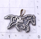 Silver Hopi Handmade Horse Running Free Pendant by Gerald Lomaventema 5H25S