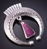 Silver & Sugilite Navajo Tufacast Squash Pendant by Gary Custer 4F23B
