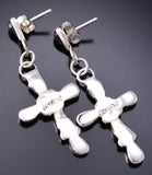 Silver & Turquoise Multistone Zuni Inlay Cross Earrings by Cecelia Iule 6H25Y