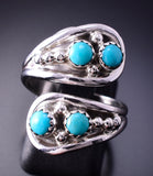 Adjustable Silver & Turquoise Navajo Wrap Ring by Genevieve Francisco 4A12W