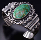 Silver & Sonoran Gold Turquoise Navajo Handmade Bracelet by Tom Lewis 6D07C