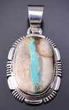 Silver & Boulder Turquoise Navajo Round Pendant by Spencer 6D28R