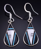 Silver & Turquoise Multistone Zuni Inlay Earrings by Florenda Lonase 5L21K