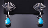 Silver & Turquoise Navajo Fan Earrings by Marie Bahe 6D07S