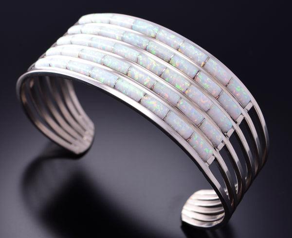 Silver & Opal Zuni Inlay Open Bracelet Cuff by Anson Wallace 6J30M
