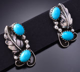 Sleeping BeautyTurquoise Navajo Earring with leaf Design 6K02P