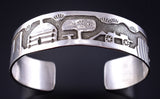 Vintage Silver Navajo Handmade Sacred Homeland Bracelet by Aroy Henry 5K10Z
