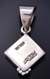 Vintage Silver & Lapis w/ Malachite Navajo Inlay Pendant by Ray Tracey 5H21J