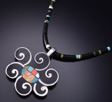 Santo Domingo Pueblo (Kewa) Multistone Flower Necklace by Mary Tafoya 6H31Y