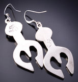 Silver & Turquoise Navajo Handmade Horseshoe Earrings by Gary Shorty 6D20Z