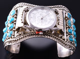 Silver & Sleeping Beauty Turquoise Men's Watch Bracelet by Marlene Haley 4A19S