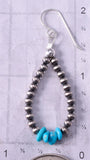 Silver & Turquoise Navajo Pearls Loop Earrings 5B14C