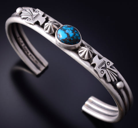 Silver & Red Mountain Turquoise Navajo Eagle Bracelet by Erick Begay 5H03Z