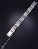 Vintage Silver Navajo Handstamped Link Bracelet stamped L 5L17J