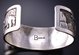 Horses and Windmill Storyteller Silver Bracelet by Elaine Becenti 6K28G