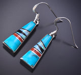 Silver & Turquoise Multistone Navajo Inlay Earrings by James Manygoats 6D07J