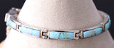 Silver & Opal Navajo Inlay Link Bracelet by Joan Charlie 6H25G