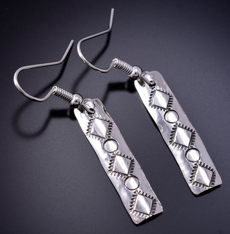 Silver Navajo Handstamped Earrings by Felicia Etsitty 6D20O