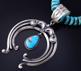 Silver & Turquoise Navajo Horseshoe/Squash Pendant by Derrick Gordon 5H21R