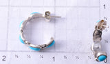Silver & Turquoise Zuni Inlay Half Hoop Earrings 5F10R