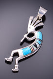 SIlver & Turquoise Multistone Navajo Kokopelli Pendant by Allen Lee 3F12T