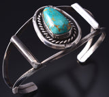 Vintage Silver & Turquoise Navajo Open Face Bracelet 5G28L