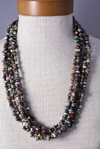 5-Strand Natural Multistone Santo Domingo Necklace by Randy Garcia - 5H25L
