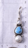 Silver & Golden Hills Turquoise Fresh Pearl Navajo Earrings by Erick Begay 5H02L