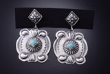 Silver & Turquoise Navajo Concho Earrings by Terry Charlie 3J22O