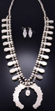 Silver Sonoran Gold Turquoise Squash Blossom Necklace Earring Set T. Smith 6G29N