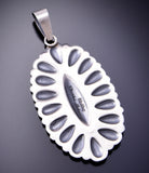 Silver Navajo Handmade Concho Pendant by Charles Johnson 3D06U