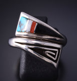 Preowned- Adjustable Silver Multistone Navajo Inlay Wrap Ring - Albert Nells 5K10Q