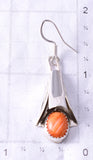 Silver & Spiny Oyster Shell Navajo Handmade Squash Earrings Louise Yazzie 6F17U