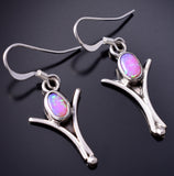Silver & Fire Opal Her Victory Navajo Earrings by Rosie Chee 6D22Q