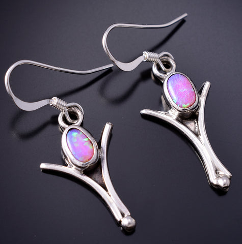 Silver & Fire Opal Her Victory Navajo Earrings by Rosie Chee 6D22Q