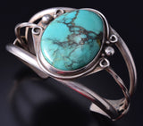 Vintage Silver & Turquoise Navajo Handmade Open Face Bracelet 6B14O