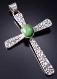Silver & Sonoran Gold Turquoise Navajo Cross Pendant by Allen Lee 5L13F