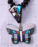 Multistone Santo Domingo (Kewa) Pueblo Butterfly Necklace by Chris Nieto 5J29J