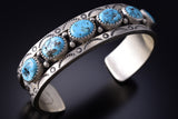 Traditional Navajo Kingman Turquoise Sterling Silver Bracelet 6K28T