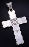 Silver & Kingman Turquoise Navajo Handmade LARGE Cross Pendant by Tony Yazzie 5J18J