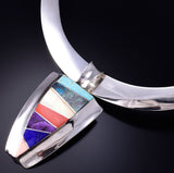 Vintage Silver Multistone Laguna Pueblo Inlay Necklace Set - Frank Carillo 6F09F