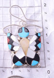 Silver Turquoise Multistone Zuni Inlay Butterflies Earrings Alison Dishta 4A12Z