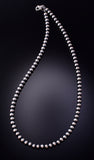 Navajo Handstrung Silver Pearls Bead necklace 5mm - 16 inches 6J31W