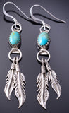 Silver & Turquoise Navajo Eagle Feathers Earrings by Robinson Martinez 6D09A